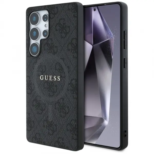 Husa MagSafe pentru Samsung Galaxy S25 Ultra S938, Guess, 4G Ring Classic Logo, Neagra