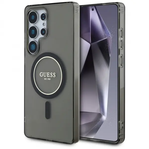 Husa MagSafe pentru Samsung Galaxy S25 Ultra S938, Guess, IML Glitter Circle, Neagra