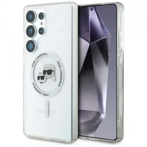 Husa MagSafe pentru Samsung Galaxy S25 Ultra S938, Karl Lagerfeld, IML Metal Karl & Choupette's Heads