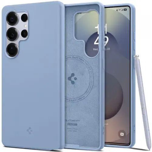 Husa MagSafe pentru Samsung Galaxy S25 Ultra S938, Spigen, Silicone Fit, Bleumarin