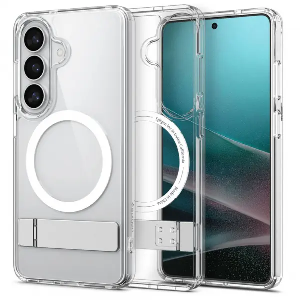 Husa MagSafe pentru Samsung Galaxy S26 S942, Spigen, Ultra Hybrid S, Transparenta Alba ACS11061