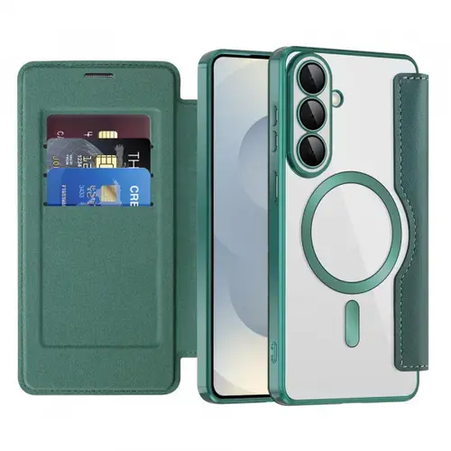 Husa MagSafe pentru Samsung Galaxy S26, Techsuit, SmartMag Book, Verde