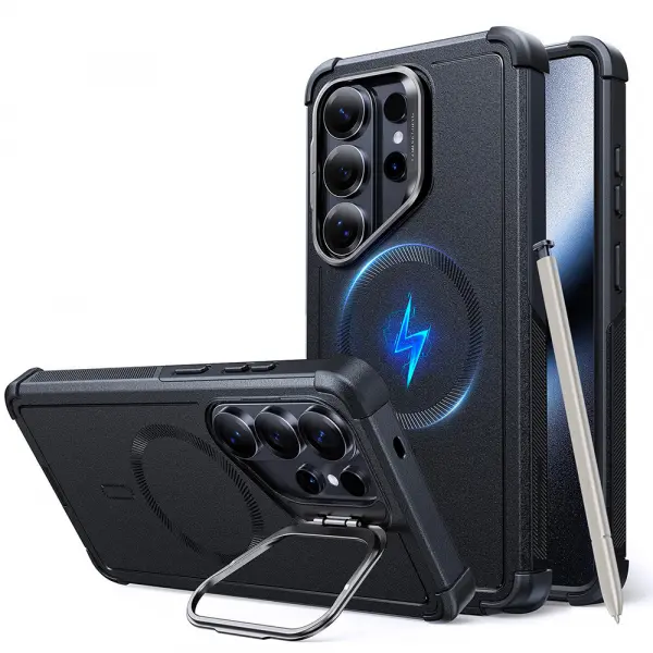 Husa MagSafe pentru Samsung Galaxy S26 Ultra S948, ESR, Cyber Armor Kickstand, Neagra