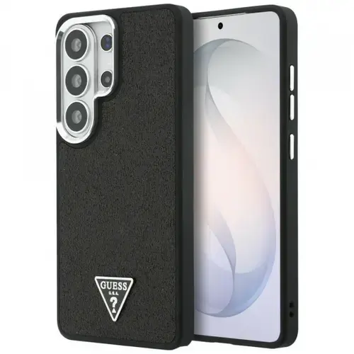 Husa MagSafe pentru Samsung Galaxy S26 Ultra S948, Guess, Fixed Glitter Triangle Logo, Neagra