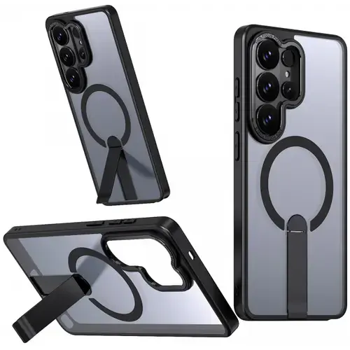Husa MagSafe pentru Samsung Galaxy S26 Ultra S948, Hybrid Armor, X with Stand, Neagra