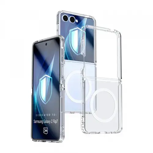 Husa MagSafe pentru Samsung Galaxy Z Flip7 F766, 3MK, Armor MagCase, Transparenta