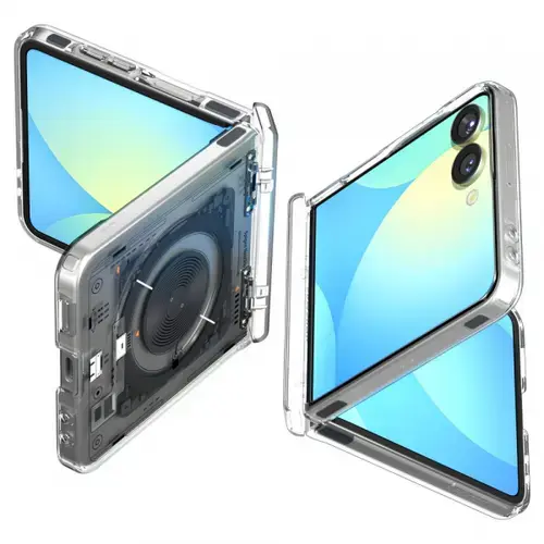 Husa MagSafe pentru Samsung Galaxy Z Flip7 F766, Spigen, Ultra Hybrid Pro Neo One, Transparenta