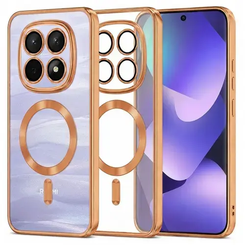 Husa MagSafe pentru Xiaomi Poco M8 / Redmi Note 15 5G / Note 15 4G, Techsuit, Luxury Crystal, Portocalie