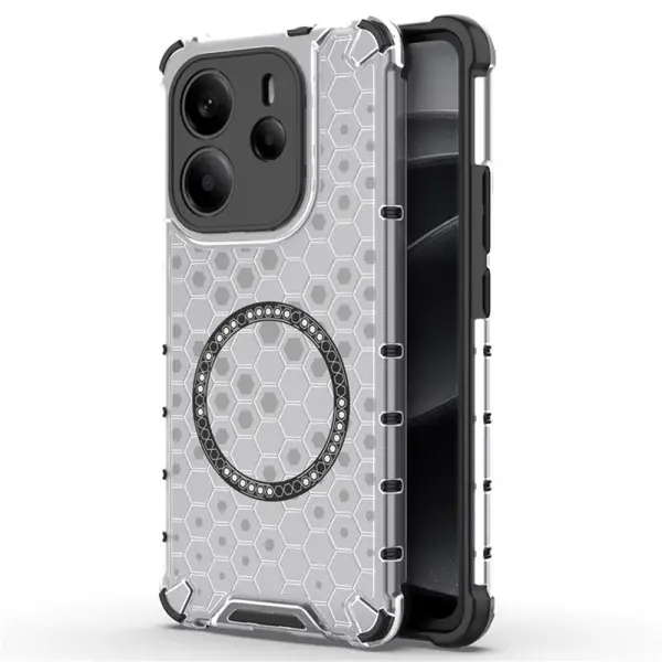 Husa MagSafe pentru Xiaomi Redmi Note 14 4G (Regional), Techsuit, HoneyComb Shield, Alba