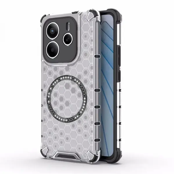 Husa MagSafe pentru Xiaomi Redmi Note 14 5G, Techsuit, HoneyComb Shield, Alba