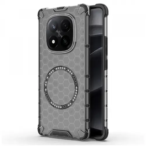 Husa MagSafe pentru Xiaomi Redmi Note 14 Pro+ 5G, Techsuit, HoneyComb Shield (Negru/Transparent)