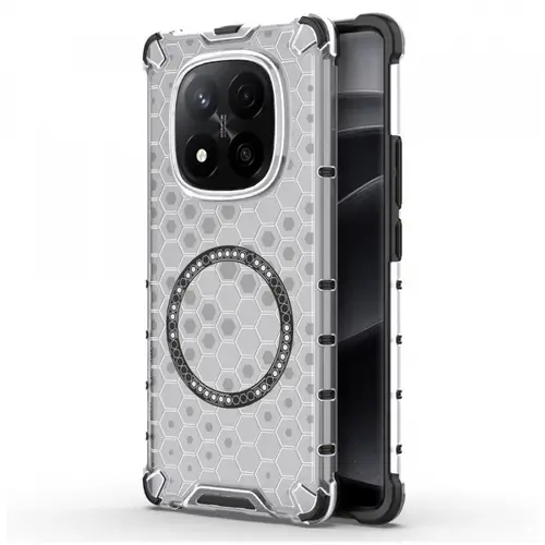 Husa MagSafe pentru Xiaomi Redmi Note 14 Pro+ 5G, Techsuit, HoneyComb Shield (Transparent/Negru)