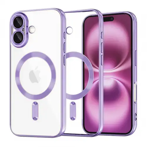 Husa MagSafe Techsuit Luxury Crystal pentru Apple iPhone 16 Plus (Transparent/Mov)