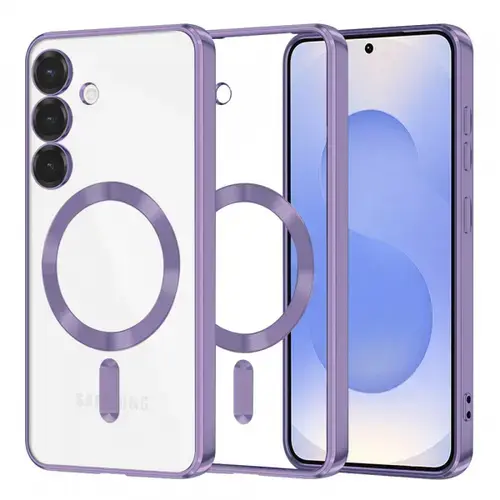 Husa MagSafe Techsuit Luxury Crystal pentru Samsung Galaxy S25 S931 (Mov/Transparent)