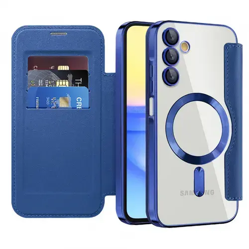Husa MagSafe Techsuit SmartMag Book pentru Samsung Galaxy A15 5G A156 / A15 A155 (Albastru)
