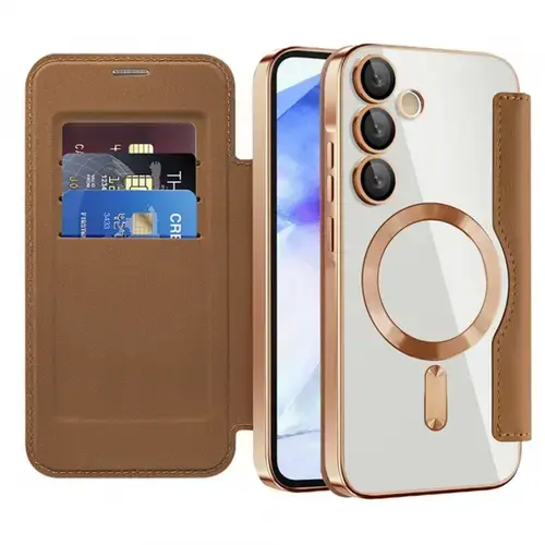 Husa MagSafe Techsuit SmartMag Book pentru Samsung Galaxy A55 5G A556 (Maro)