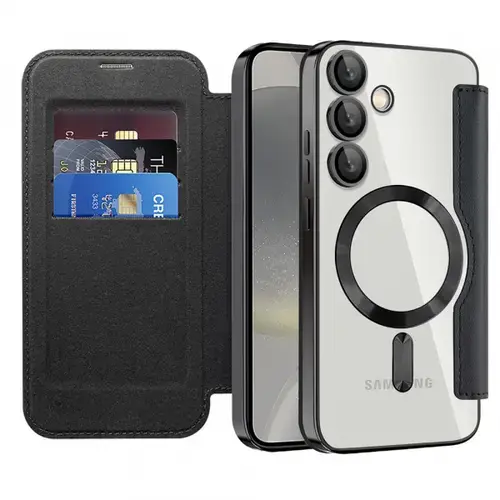 Husa MagSafe Techsuit SmartMag Book pentru Samsung Galaxy S24+ S926 (Negru)