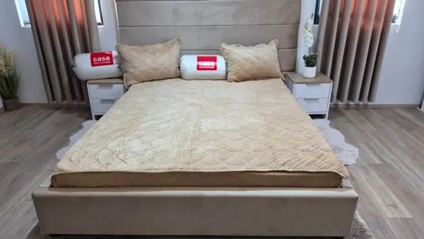 Husa matlasata tip topper din catifea 180x200 - Pat 2 Persoane - HUC43