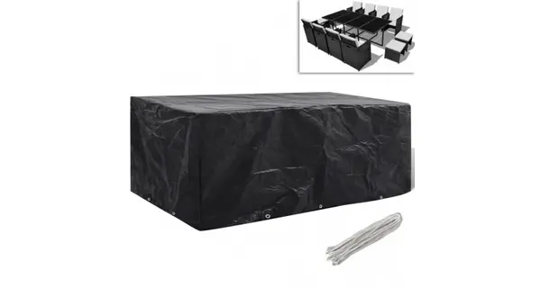Husă mobilier de grădină set 8 persoane poliratan 10 ocheți 229x113cm