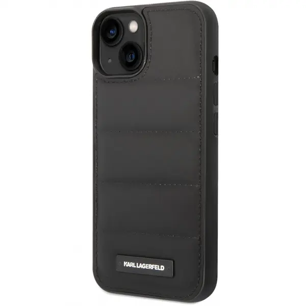 Husa pentru Apple iPhone 14 Plus, Karl Lagerfeld, Quilted Puffy Metal Logo, Neagra