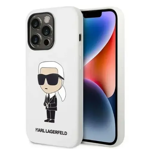Husa pentru Apple iPhone 14 Pro, Karl Lagerfeld, Liquid Silicone Ikonik NFT, Alba