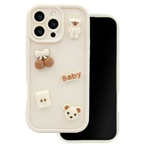 Husa pentru Apple iPhone 15, OEM, Ultra Trendy 3D Bear, Bej