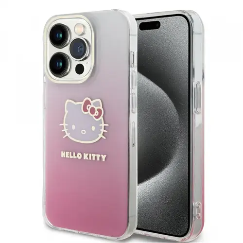 Husa pentru Apple iPhone 15 Pro, Hello Kitty, IML Gradient Electrop Kitty Head, Roz