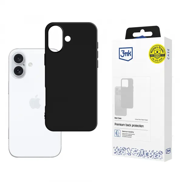 Husa pentru Apple iPhone 16, 3MK, Neagra Mata