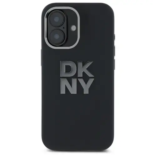 Husa pentru Apple iPhone 16, DKNY, Liquid Silicone Metal Logo, Neagra
