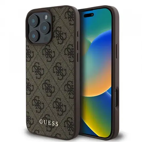 Husa pentru Apple iPhone 16 Pro, Guess, 4G Classic, Maro