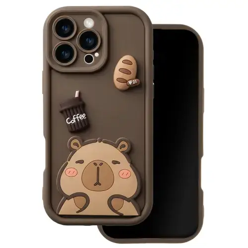 Husa pentru Apple iPhone 16 Pro, OEM, Ultra Trendy 3D Capybara, Maro