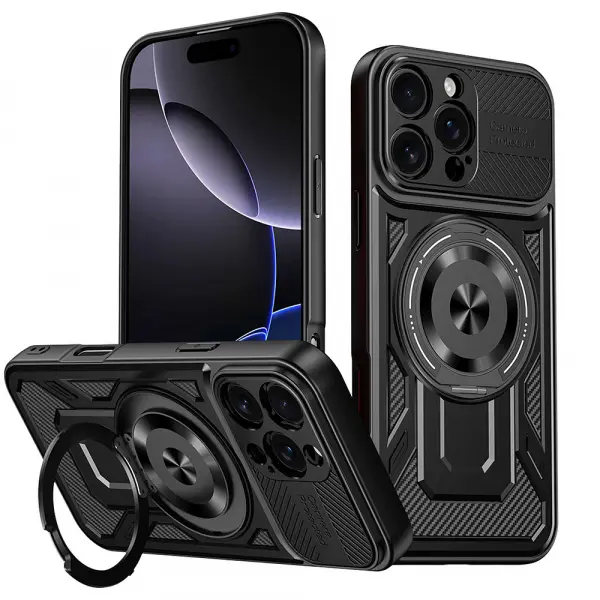 Husa pentru Apple iPhone 16 Pro, Techsuit, RuggedCam, Neagra