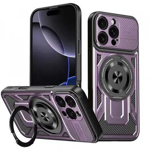 Husa pentru Apple iPhone 16 Pro, Techsuit RuggedCam (Negru/Mov)