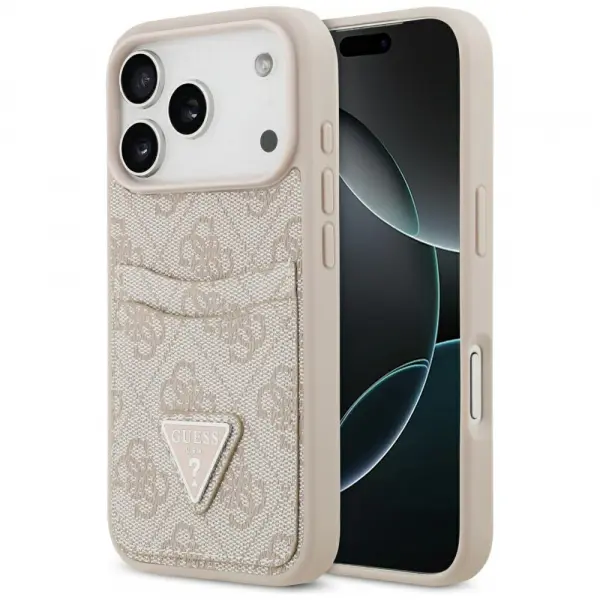 Husa pentru Apple iPhone 17 Pro, Guess, 4G Double Card Triangle, Roz
