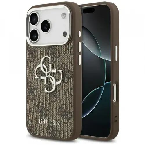 Husa pentru Apple iPhone 17 Pro, Guess, Big 4G Logo Classic Logo, Maro