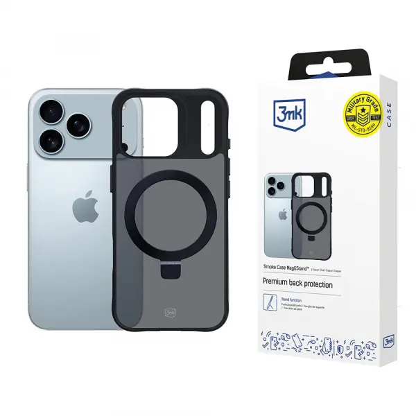 Husa pentru Apple iPhone 17 Pro Max, 3MK, Smoke MagStand, Neagra