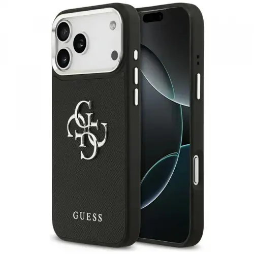Husa pentru Apple iPhone 17 Pro Max, Guess 4G Grained Big and Classic Logo (Negru)