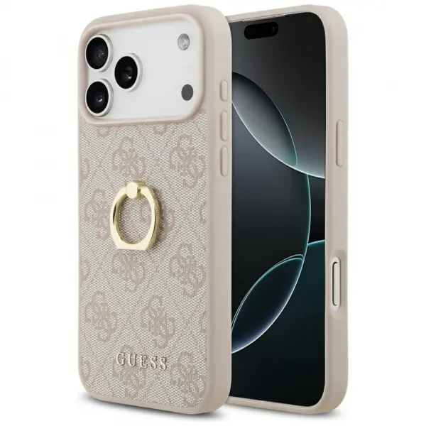 Husa pentru Apple iPhone 17 Pro Max, Guess, 4G Ring Stand, Roz