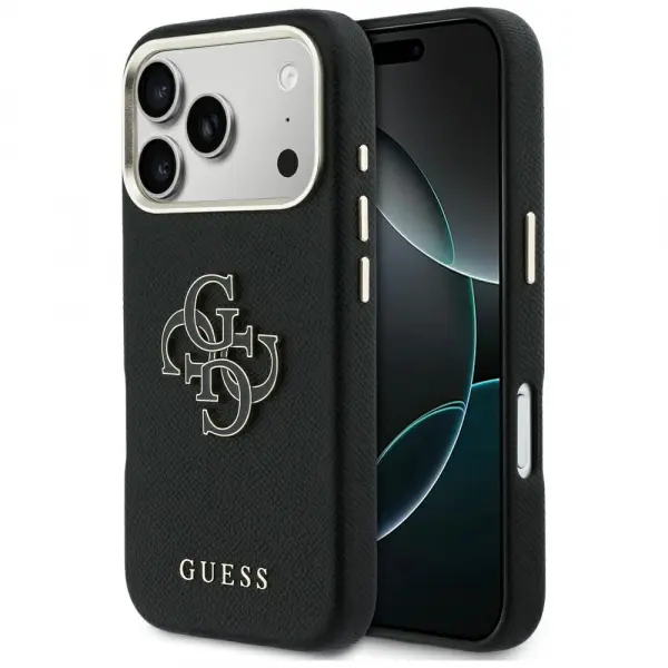 Husa pentru Apple iPhone 17 Pro Max, Guess, Resin Logo, Neagra