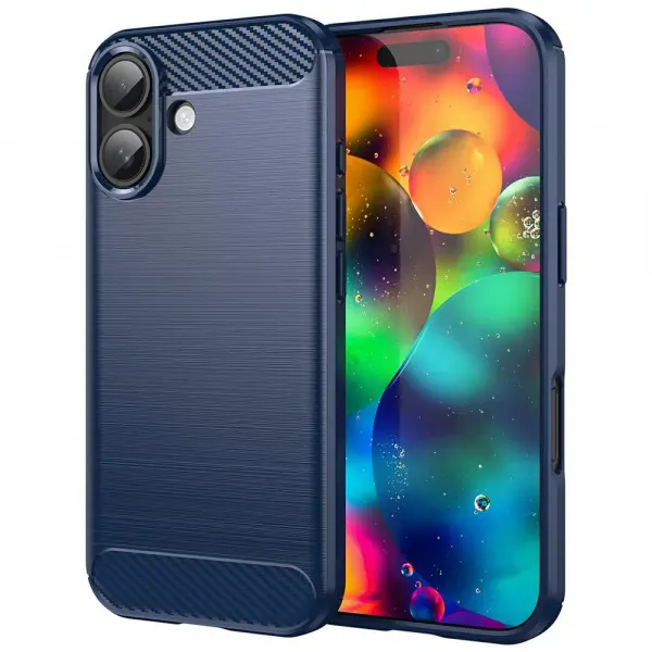 Husa pentru Apple iPhone 17, Techsuit, Carbon, Albastra