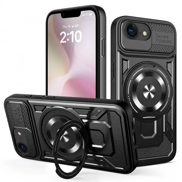 Husa pentru Apple iPhone 17e / 16e, Techsuit, RuggedCam, Neagra