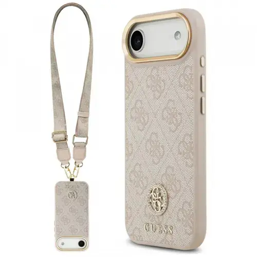 Husa pentru Apple iPhone Air, Guess, 4G Strass Logo and Big Strap, Roz