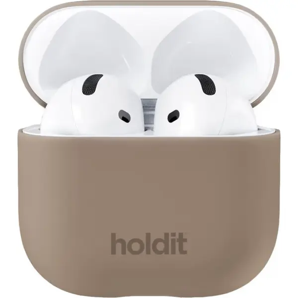 Husă pentru căști Holdit - Silicone, AirPods 4, maro
