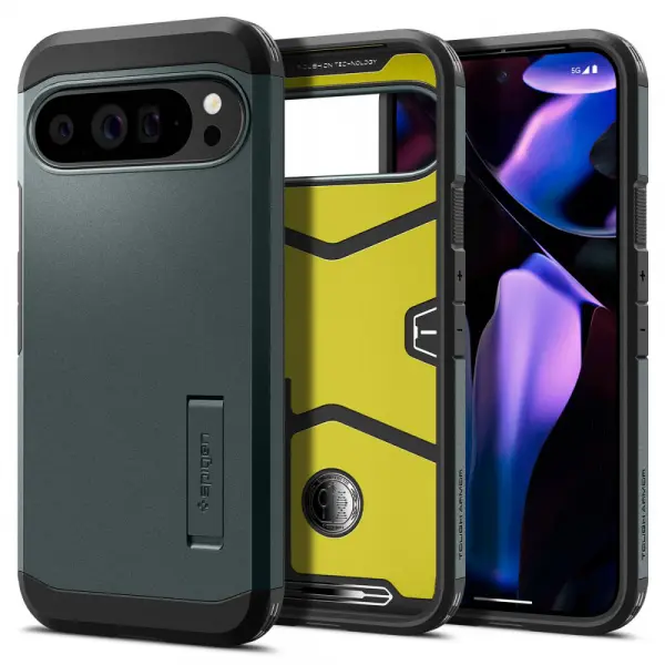 Husa pentru Google Pixel 9 Pro XL, Spigen, Tough Armor, Verde ACS07728