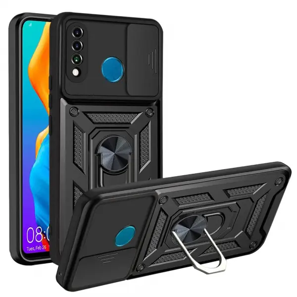 Husa pentru Huawei P30 lite New Edition / P30 lite, Techsuit, CamShield, Neagra