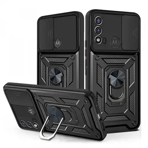Husa pentru Motorola Moto E40 / E30 / E20, Techsuit, CamShield, Neagra