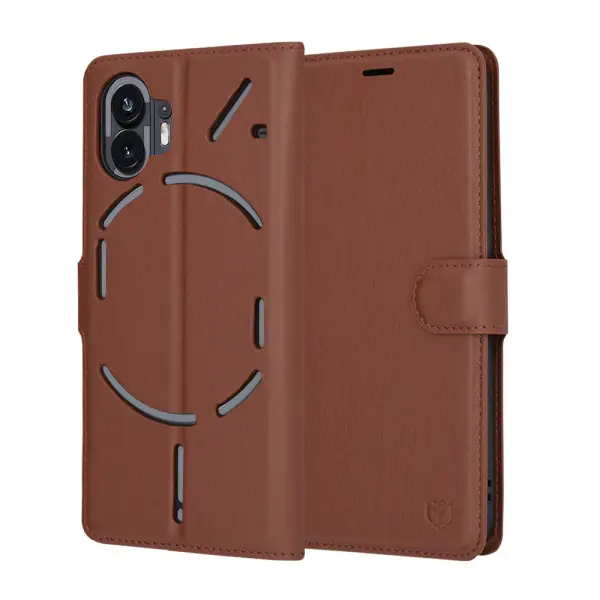 Husa pentru Nothing Phone (2), Techsuit, Leather Folio, Maro