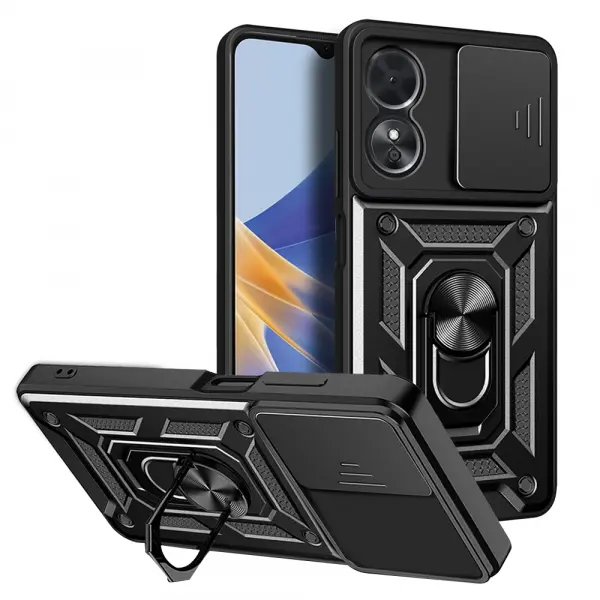 Husa pentru Oppo A17, Techsuit, CamShield, Neagra