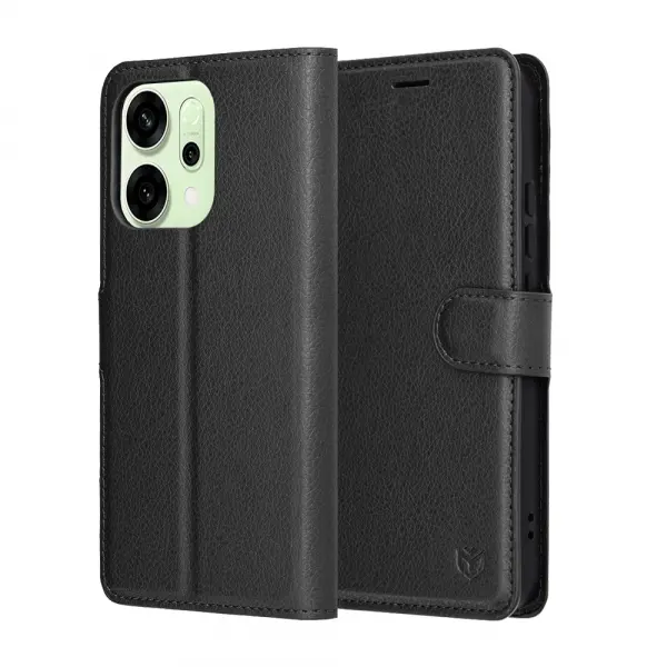 Husa pentru Oppo Reno14, Techsuit, Leather Folio, Neagra