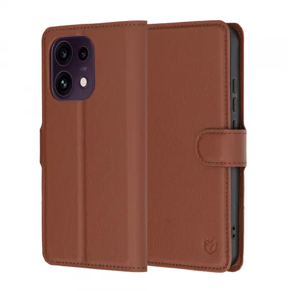 Husa pentru Oppo Reno16 F / Reno16 FS, Techsuit, Leather Folio, Maro